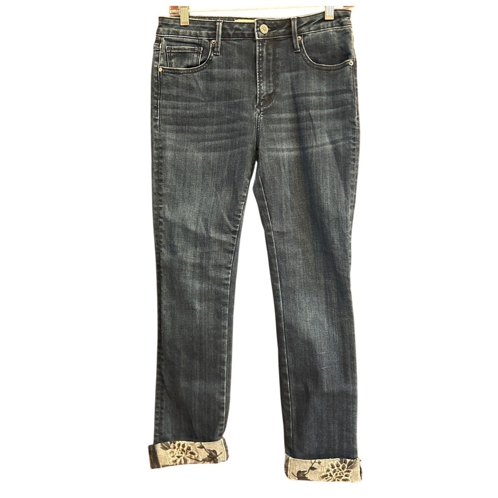 Driftwood Anette Cuffed Jeans W27 L26 Floral Hem Boho Chic Boutique Denim